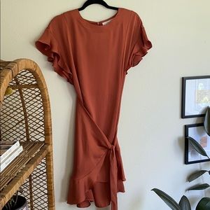 ASTR rust ruffle dress